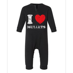 Distressed Grunge Worn Out Style I Love Mullets Infant Fleece One Piece