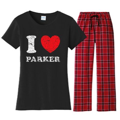 Distressed Grunge Worn Out Style I Love Parker Women's Flannel Pajama Set