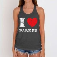 Distressed Grunge Worn Out Style I Love Parker Women's Knotted Racerback Tank