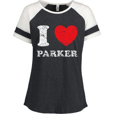 Distressed Grunge Worn Out Style I Love Parker Enza Ladies Jersey Colorblock Tee