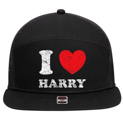 Distressed Grunge Worn Out Style I Love Harry 7 Panel Mesh Trucker Snapback Hat
