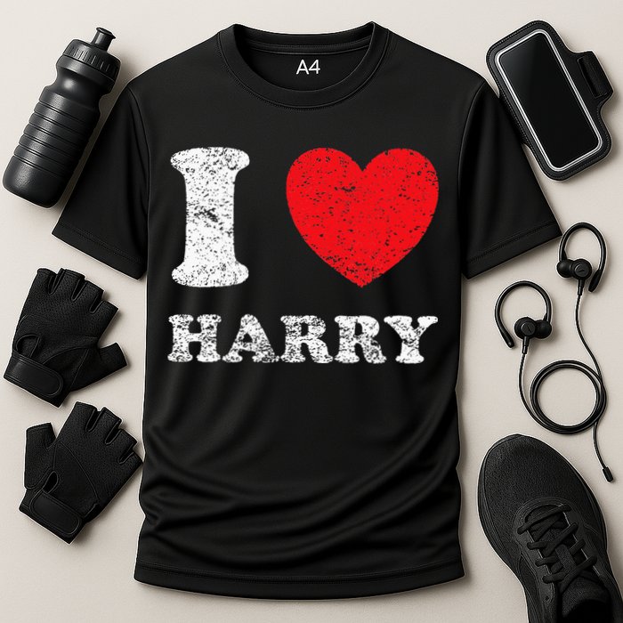 Distressed Grunge Worn Out Style I Love Harry Cooling Performance Crew T-Shirt