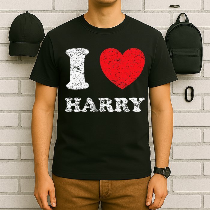 Distressed Grunge Worn Out Style I Love Harry T-Shirt
