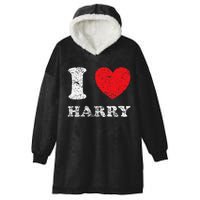 Distressed Grunge Worn Out Style I Love Harry Hooded Wearable Blanket