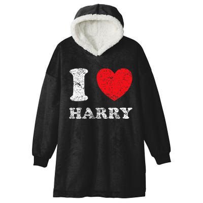 Distressed Grunge Worn Out Style I Love Harry Hooded Wearable Blanket