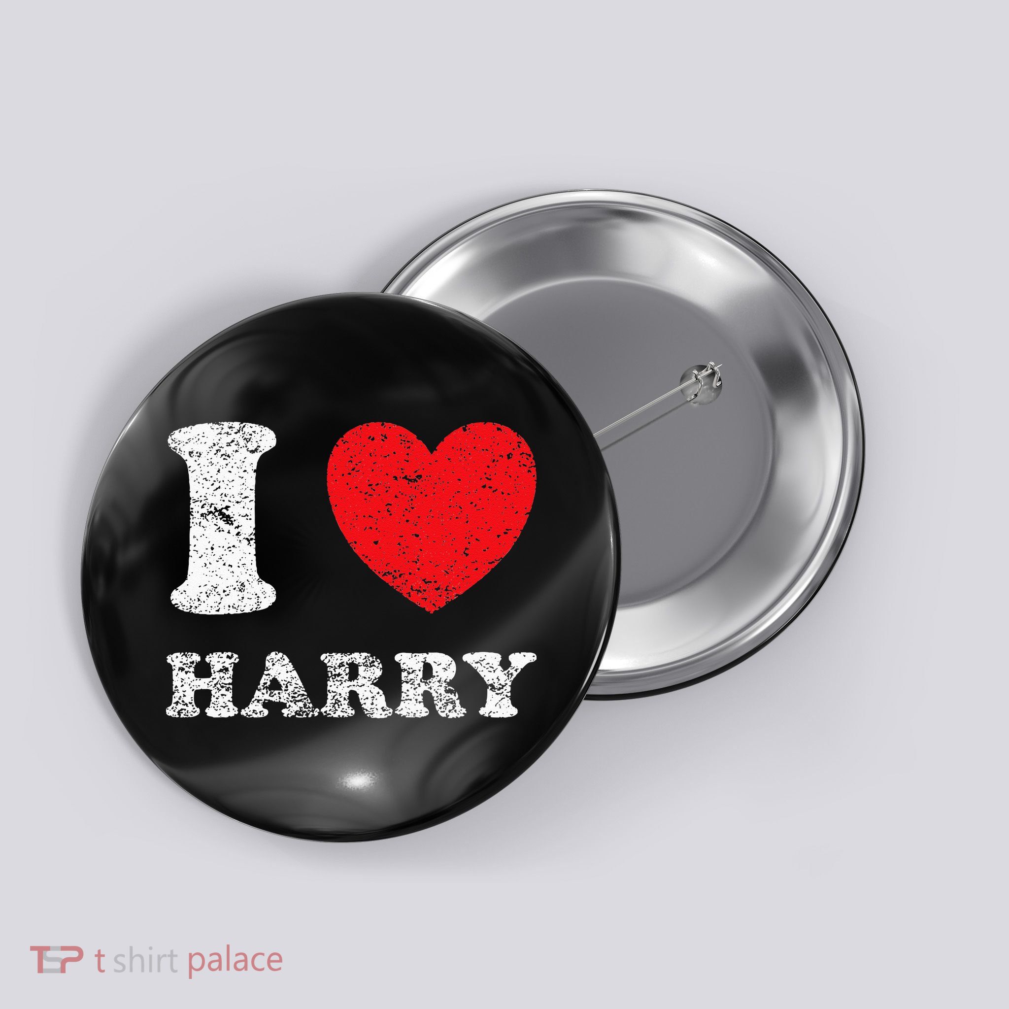 Distressed Grunge Worn Out Style I Love Harry Button
