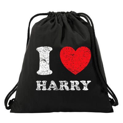 Distressed Grunge Worn Out Style I Love Harry Drawstring Bag