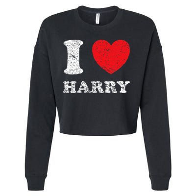 Distressed Grunge Worn Out Style I Love Harry Cropped Pullover Crew