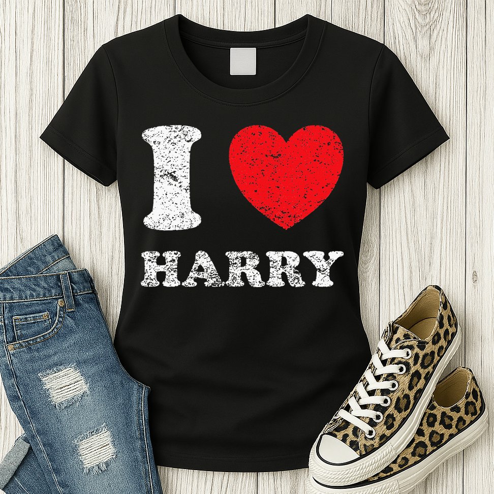 Distressed Grunge Worn Out Style I Love Harry Womens T-Shirt