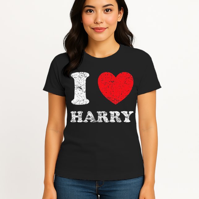 Distressed Grunge Worn Out Style I Love Harry Womens T-Shirt