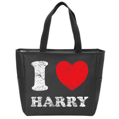 Distressed Grunge Worn Out Style I Love Harry Zip Tote Bag