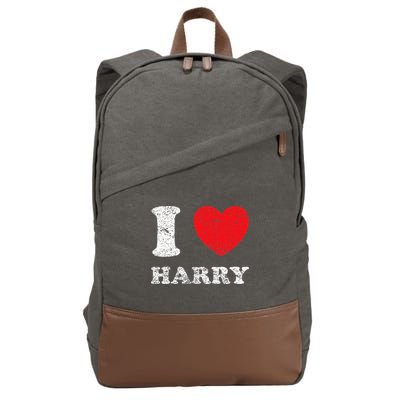 Distressed Grunge Worn Out Style I Love Harry Cotton Canvas Backpack