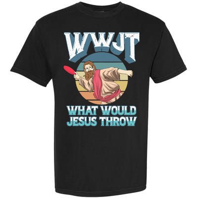 Disc Golf Wwjt What Would Jesus Throw Frisbee Golf Christian Garment-Dyed Heavyweight T-Shirt