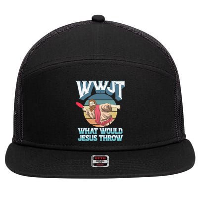 Disc Golf Wwjt What Would Jesus Throw Frisbee Golf Christian 7 Panel Mesh Trucker Snapback Hat