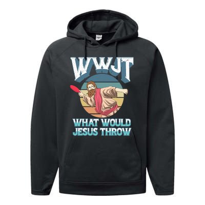 Disc Golf Wwjt What Would Jesus Throw Frisbee Golf Christian Performance Fleece Hoodie