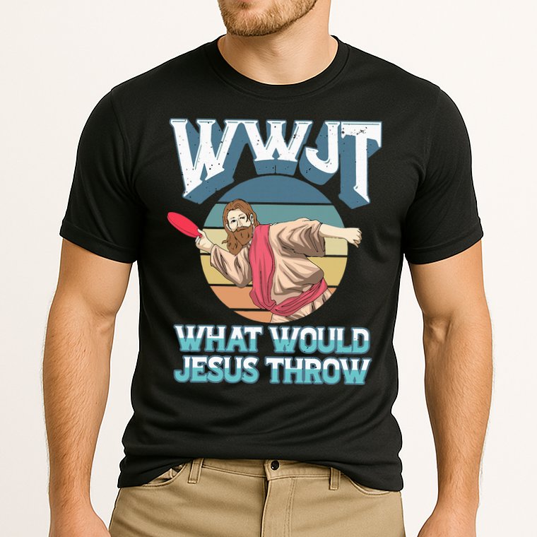 Disc Golf Wwjt What Would Jesus Throw Frisbee Golf Christian Cooling Performance Crew T-Shirt