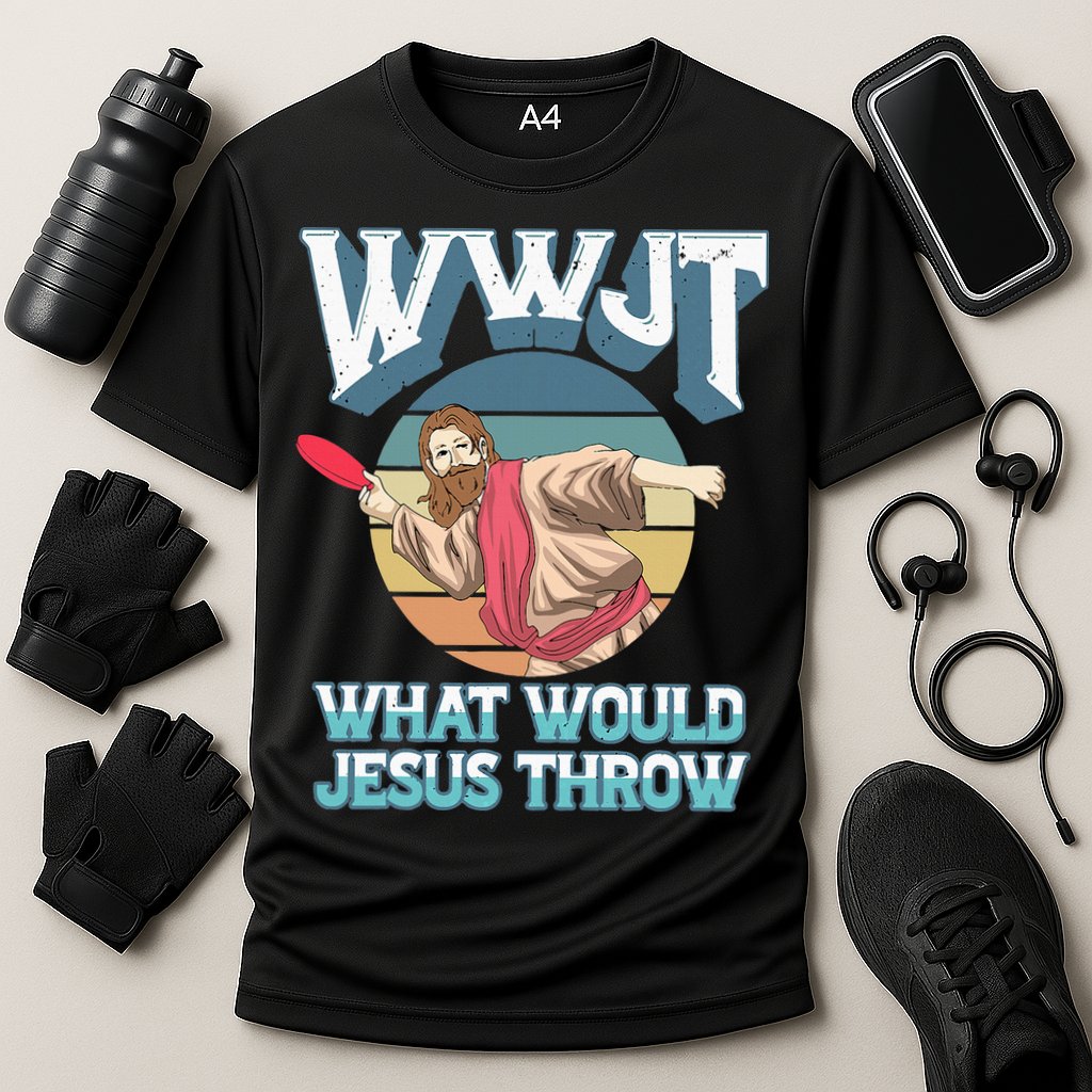 Disc Golf Wwjt What Would Jesus Throw Frisbee Golf Christian Cooling Performance Crew T-Shirt