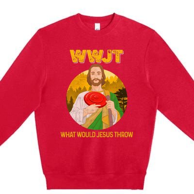 Disc Golf What Would Jesus Throw Frisbee Golf Premium Crewneck Sweatshirt