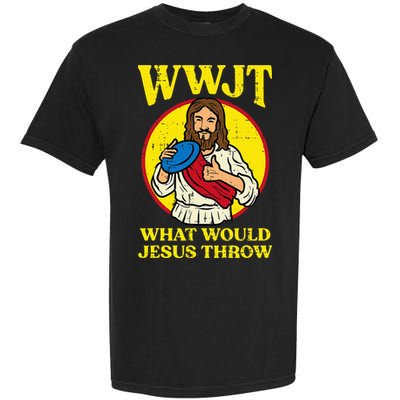 Disc Golf Wwjt What Would Jesus Throw Frisbee Garment-Dyed Heavyweight T-Shirt