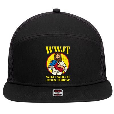 Disc Golf Wwjt What Would Jesus Throw Frisbee 7 Panel Mesh Trucker Snapback Hat