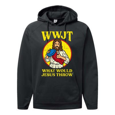 Disc Golf Wwjt What Would Jesus Throw Frisbee Performance Fleece Hoodie