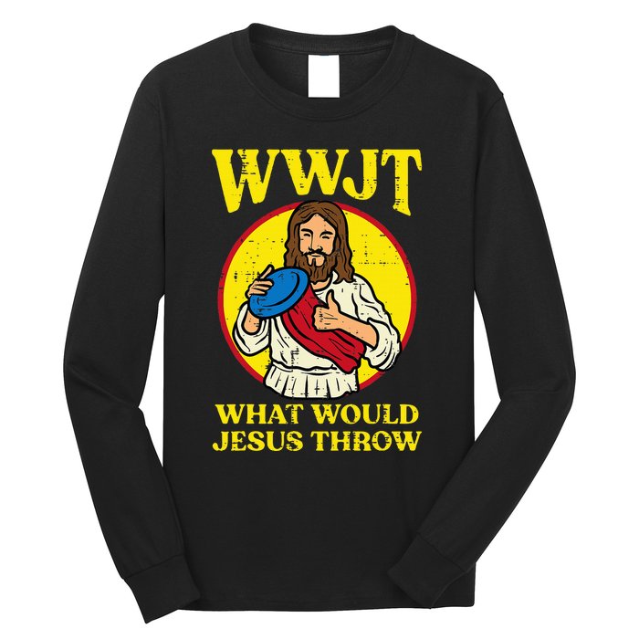 Disc Golf Wwjt What Would Jesus Throw Frisbee Long Sleeve Shirt