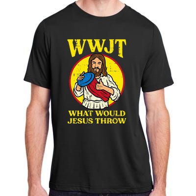 Disc Golf Wwjt What Would Jesus Throw Frisbee Adult ChromaSoft Performance T-Shirt