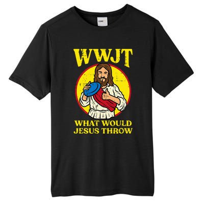 Disc Golf Wwjt What Would Jesus Throw Frisbee Tall Fusion ChromaSoft Performance T-Shirt