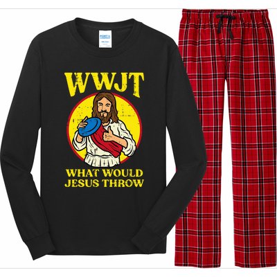 Disc Golf Wwjt What Would Jesus Throw Frisbee Long Sleeve Pajama Set