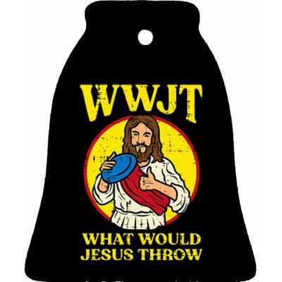 Disc Golf Wwjt What Would Jesus Throw Frisbee Ceramic Bell Ornament