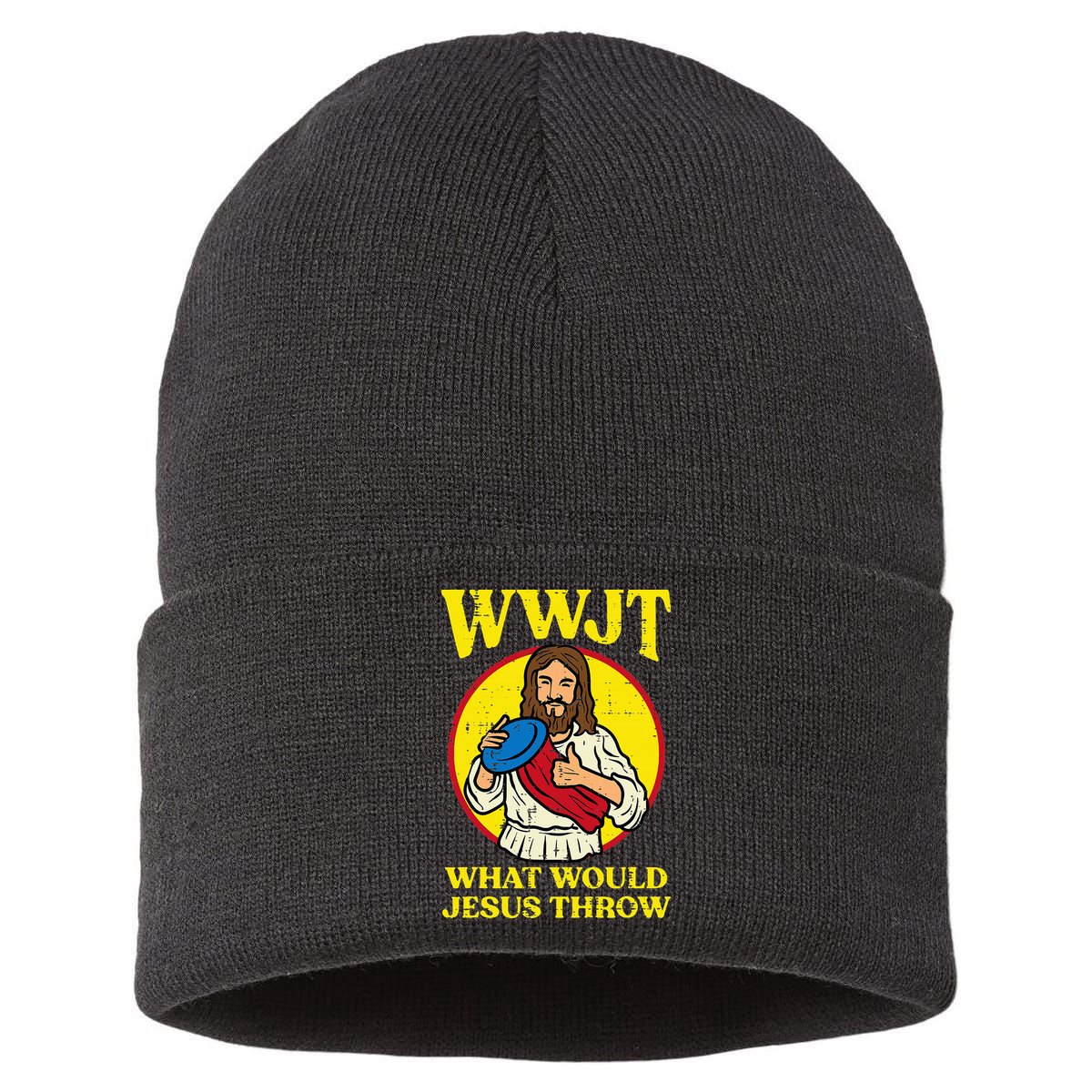 Disc Golf Wwjt What Would Jesus Throw Frisbee Sustainable Knit Beanie