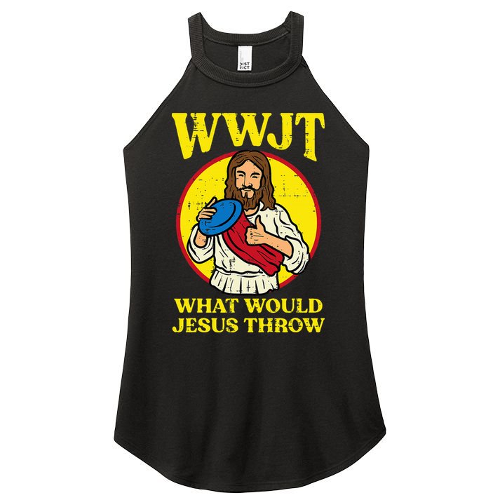 Disc Golf Wwjt What Would Jesus Throw Frisbee Women's Perfect Tri Rocker Tank