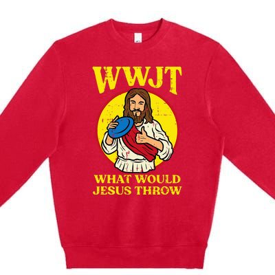 Disc Golf Wwjt What Would Jesus Throw Frisbee Premium Crewneck Sweatshirt