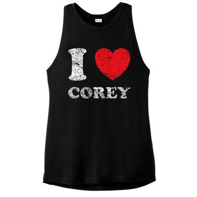 Distressed Grunge Worn Out Style I Love Corey Ladies PosiCharge Tri-Blend Wicking Tank