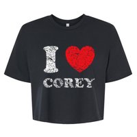 Distressed Grunge Worn Out Style I Love Corey Bella+Canvas Jersey Crop Tee