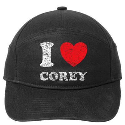 Distressed Grunge Worn Out Style I Love Corey 7-Panel Snapback Hat