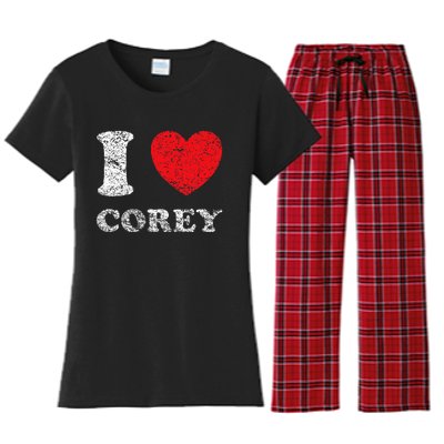 Distressed Grunge Worn Out Style I Love Corey Women's Flannel Pajama Set