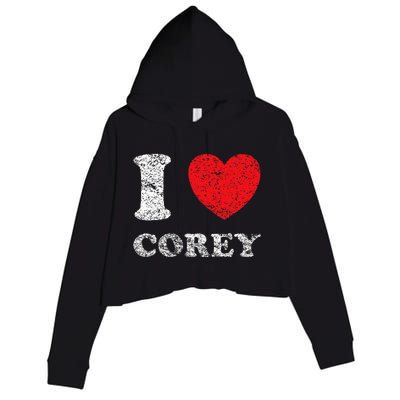 Distressed Grunge Worn Out Style I Love Corey Crop Fleece Hoodie