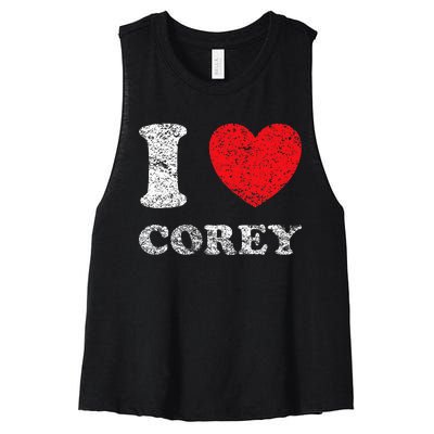 Distressed Grunge Worn Out Style I Love Corey Women's Racerback Cropped Tank