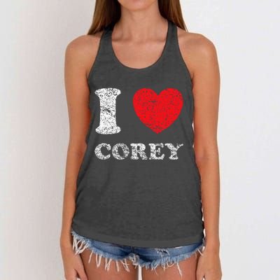 Distressed Grunge Worn Out Style I Love Corey Women's Knotted Racerback Tank