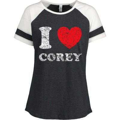 Distressed Grunge Worn Out Style I Love Corey Enza Ladies Jersey Colorblock Tee