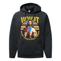 Disc Golf What Would Jesus Throw Frisbee Golf Wwjt Christian Performance Fleece Hoodie