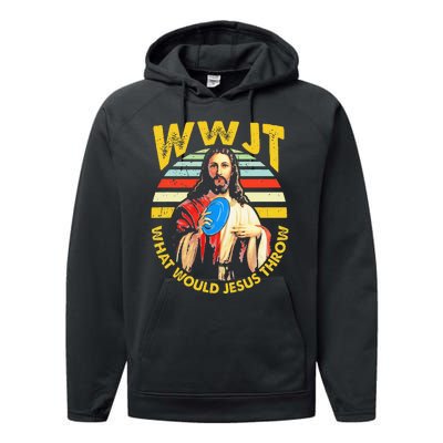 Disc Golf What Would Jesus Throw Frisbee Golf Wwjt Christian Performance Fleece Hoodie