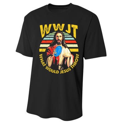 Disc Golf What Would Jesus Throw Frisbee Golf Wwjt Christian Performance Sprint T-Shirt