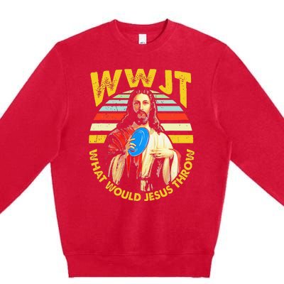 Disc Golf What Would Jesus Throw Frisbee Golf Wwjt Christian Premium Crewneck Sweatshirt