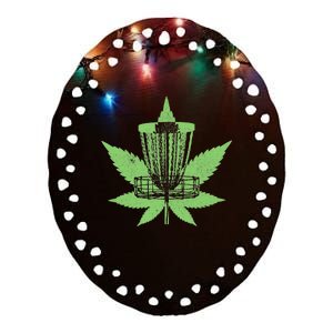 Disc Golfing Weed Marijuana Pot Smoker Disc Golf Cannabis Ceramic Oval Ornament