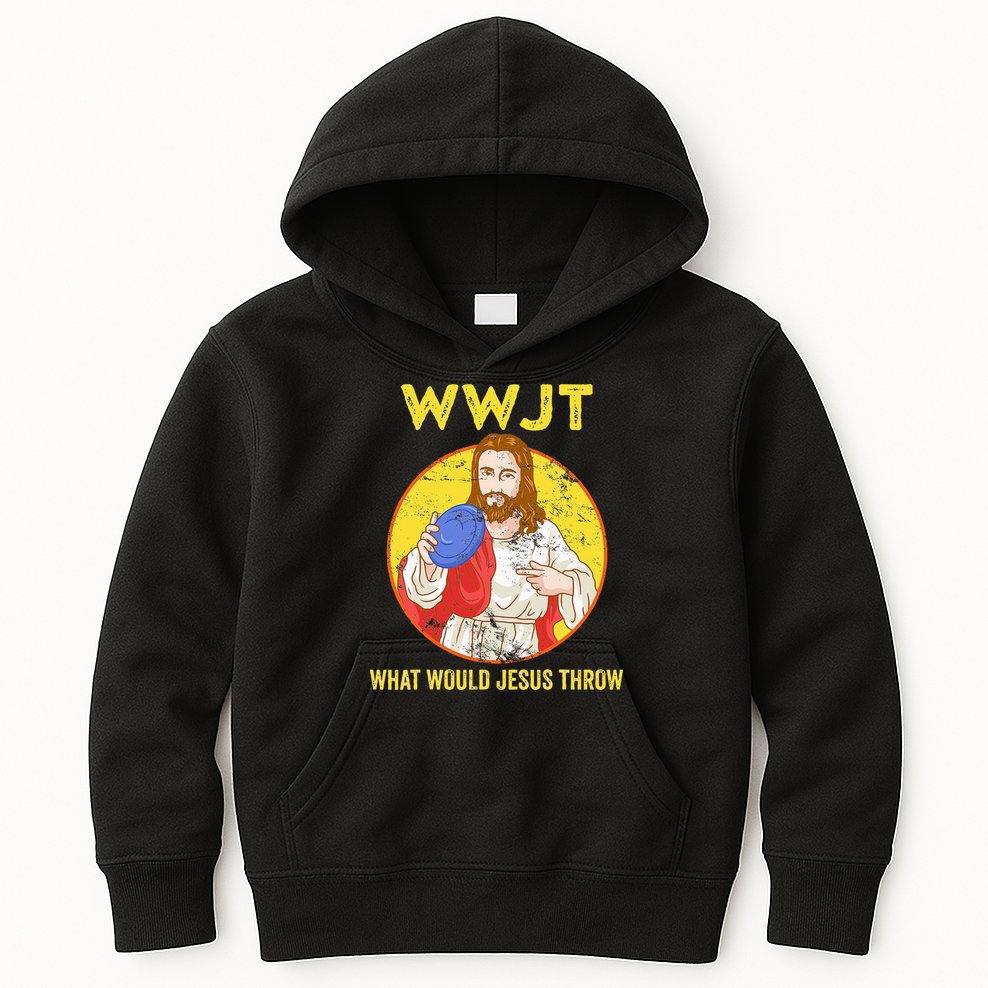 Disc Golf What Would Jesus Throw Frisbee Golf Kids Hoodie