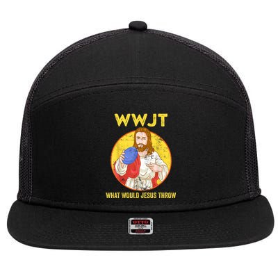 Disc Golf What Would Jesus Throw Frisbee Golf 7 Panel Mesh Trucker Snapback Hat