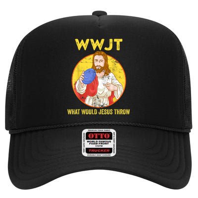 Disc Golf What Would Jesus Throw Frisbee Golf High Crown Mesh Back Trucker Hat