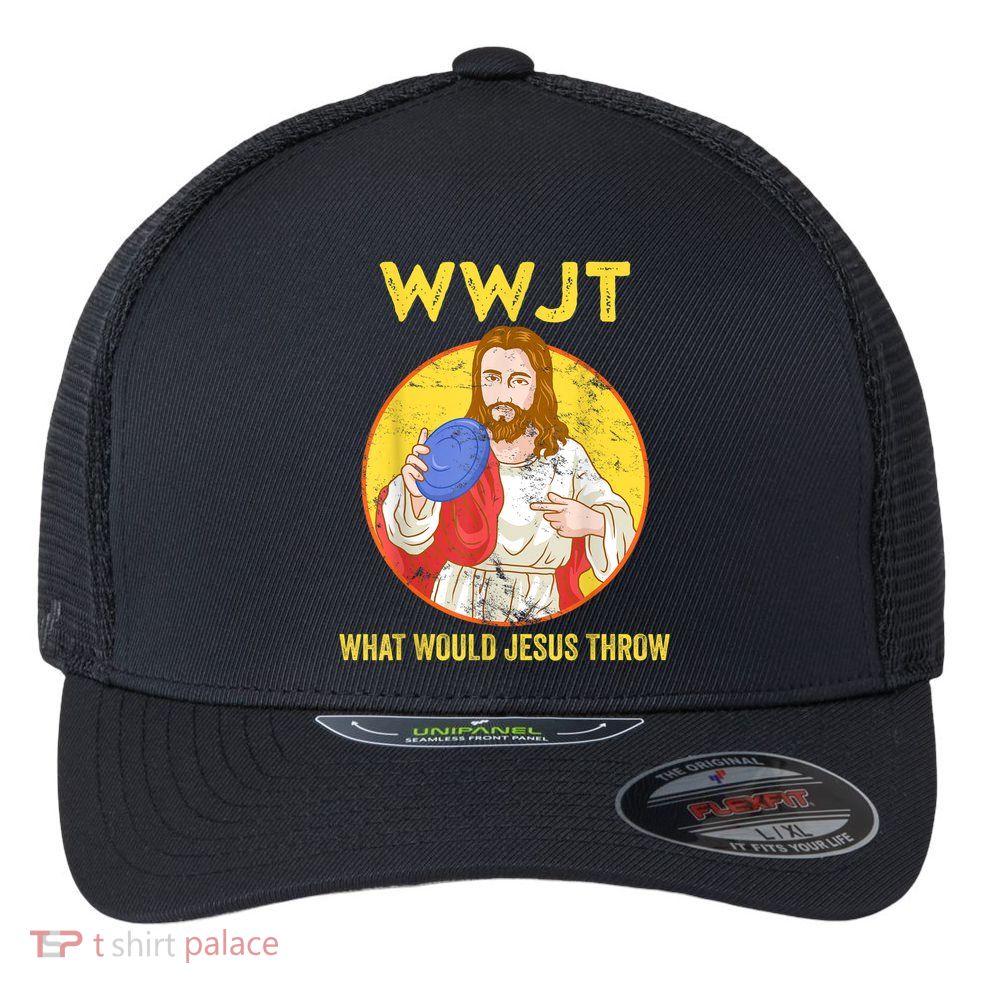 Disc Golf What Would Jesus Throw Frisbee Golf Flexfit Unipanel Trucker Cap